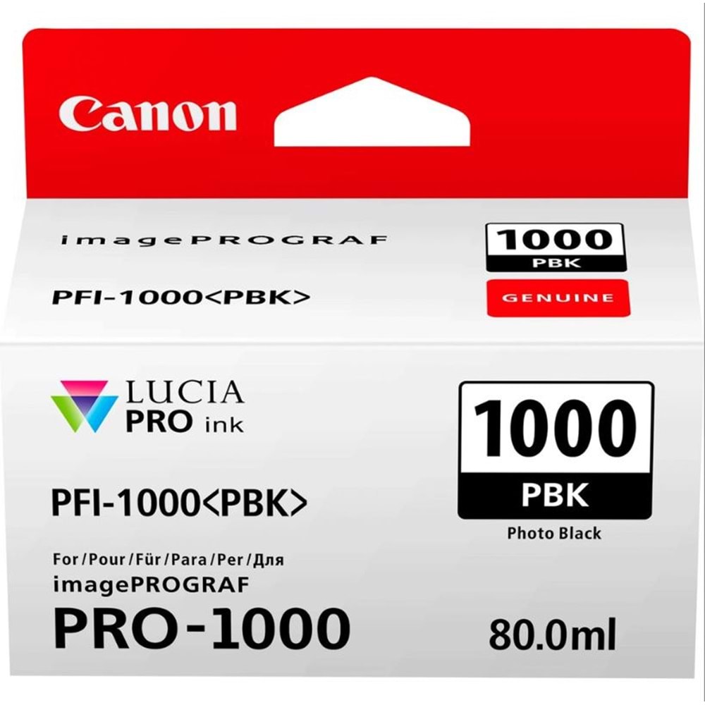 Canon PFI-1000 PBK (Photo Black) Fotoğraf Siyah A2 Yazıcı Orijinal Mürekkep Kartuş