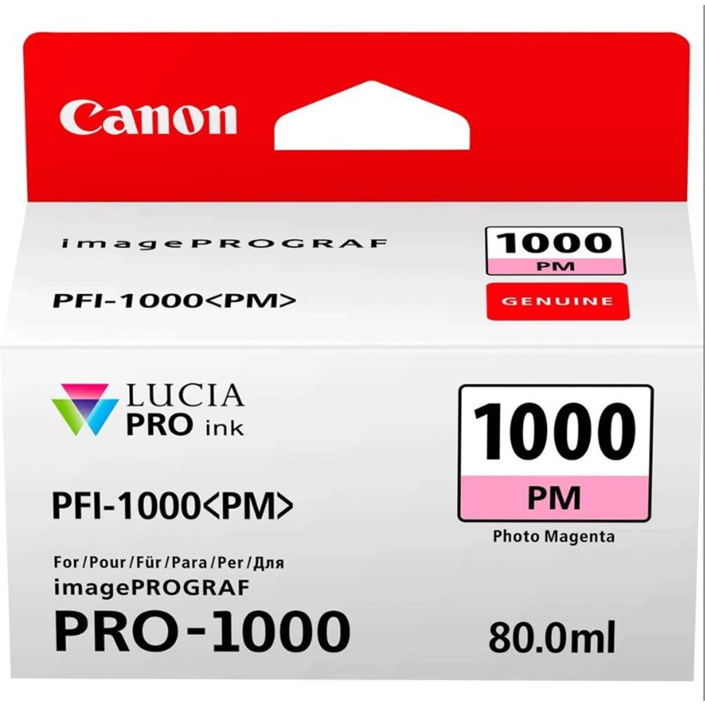 Canon PFI-1000 PM (P.Magenta ) Fotoğraf Kırmızı A2 Yazıcı Orijinal Mürekkep Kartuş 80 ml. (0551C001)