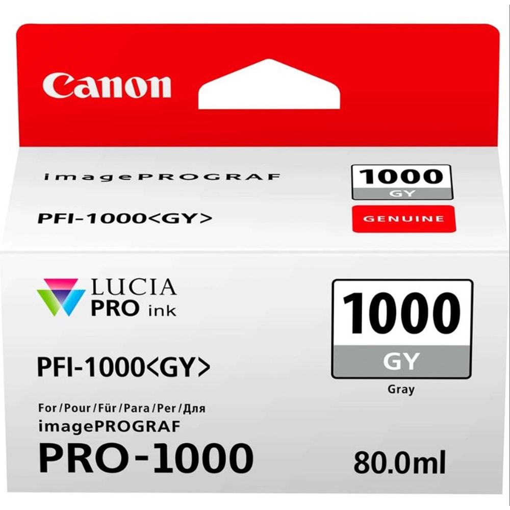 Canon PFI-1000 GY (Gray) Gri A2 Yazıcı Orijinal Mürekkep Kartuş 80 ml. (0552C001)