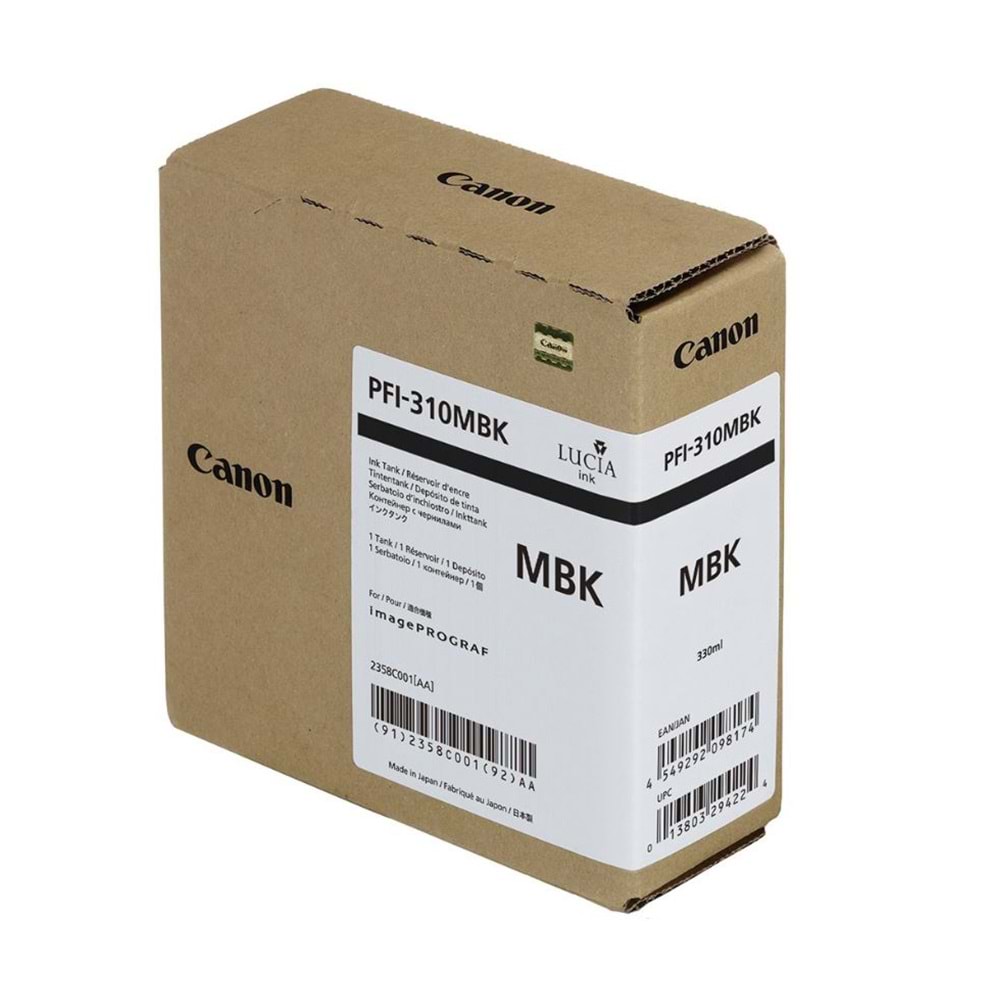 Canon PFI-310 MBK Mat Siyah Plotter Orijinal Mürekkep Kartuş 330 ml. (2358C001)