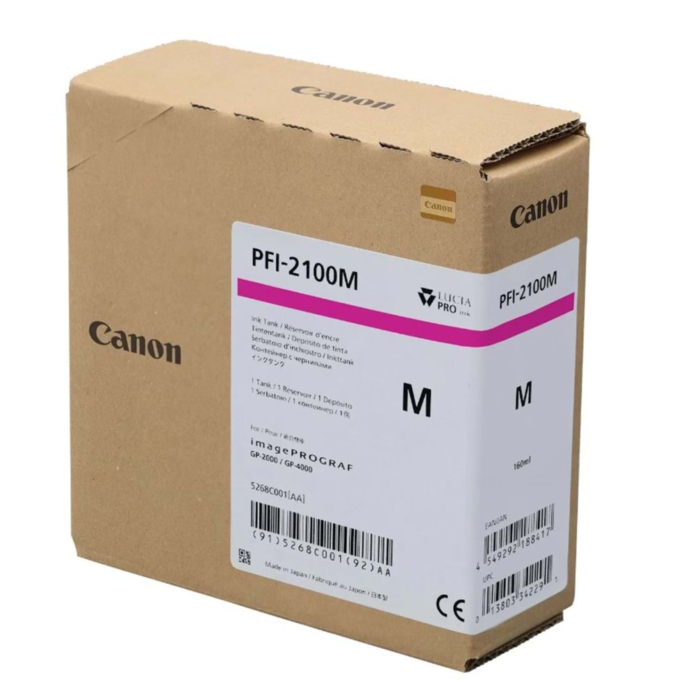 Canon PFI-2100 M (Magenta) Kırmızı Orijinal Mürekkep Kartuş 160 ml. (5268C001)