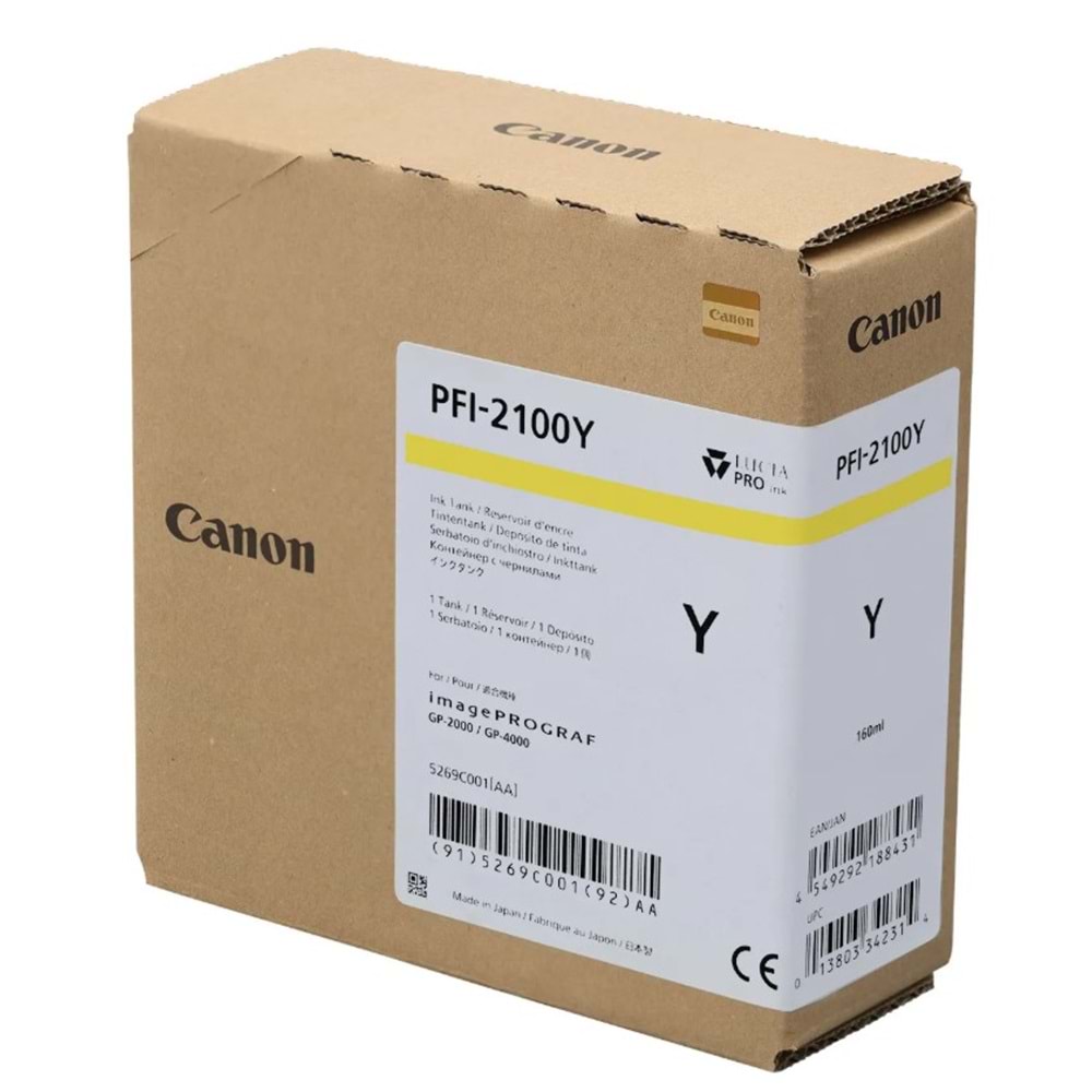 Canon PFI-2100 Y (Yellow) Sarı Orijinal Mürekkep Kartuş 160 ml. (5269C001)