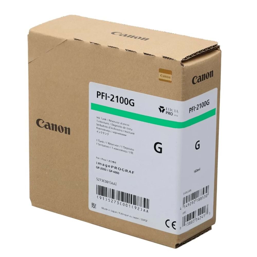 Canon PFI-2100 G (Green) Yeşil Orijinal Mürekkep Kartuş 160 ml. (5273C001)