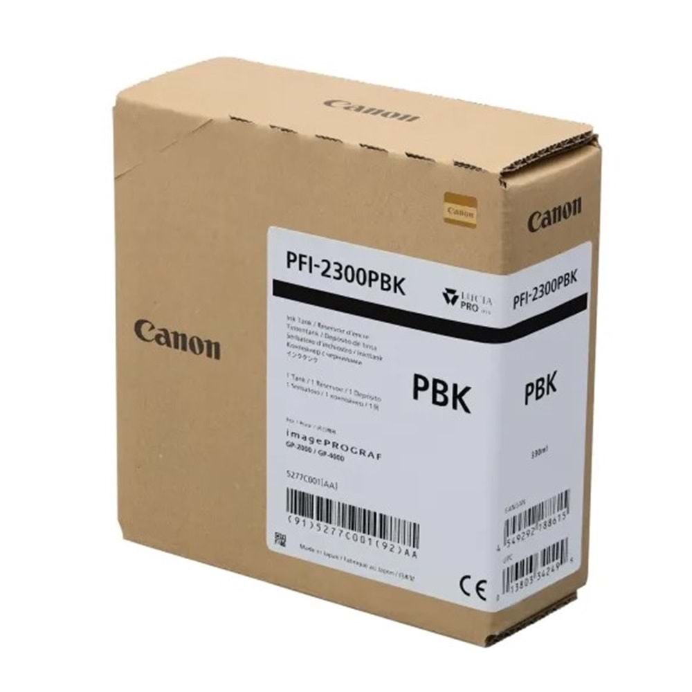 Canon PFI-2300 PBK (Photo Black) Fotoğraf Siyah Orijinal Mürekkep Kartuş 330 ml. (5277C001)