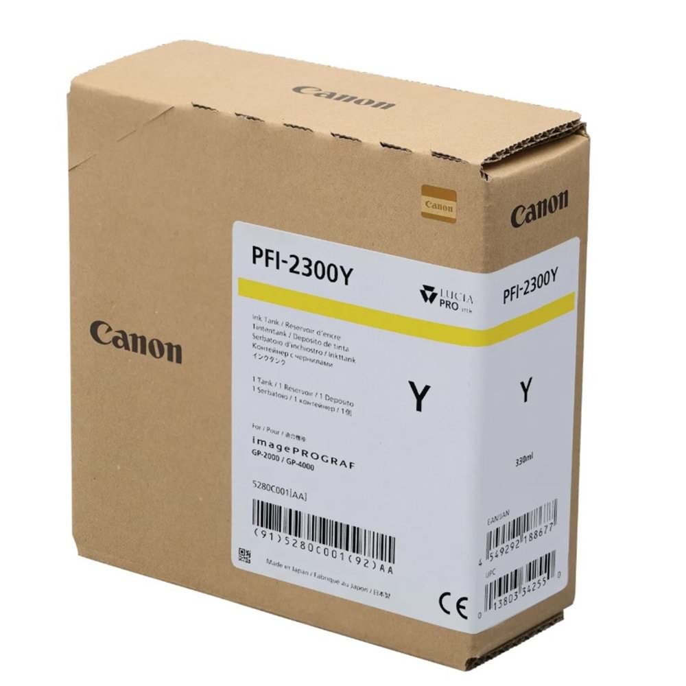 Canon PFI-2300 Y (Yellow) Sarı Orijinal Mürekkep Kartuş 330 ml. (5280C001)