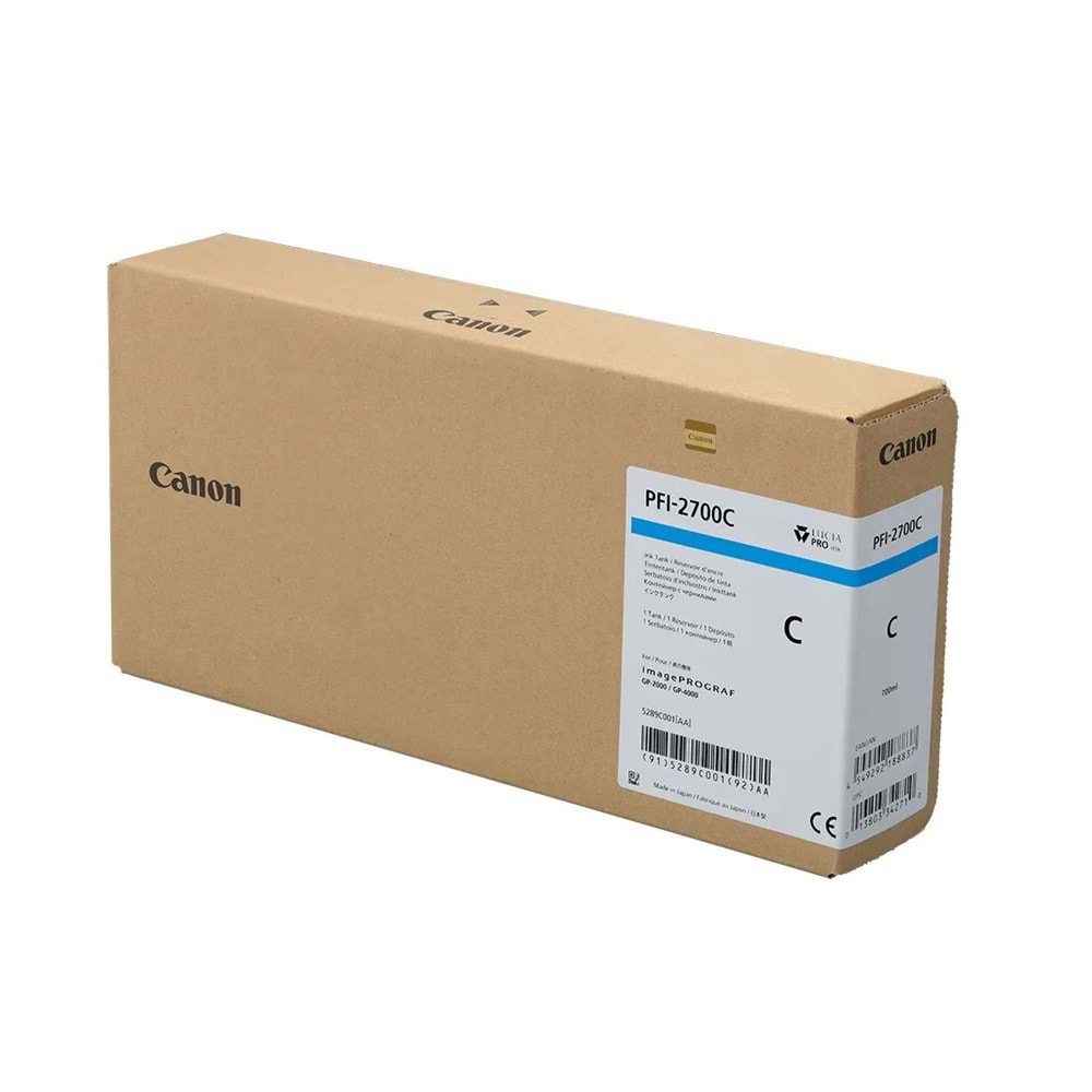 Canon PFI-2700 C (Cyan) Mavi Orijinal Mürekkep Kartuş 700 ml. (5289C001)