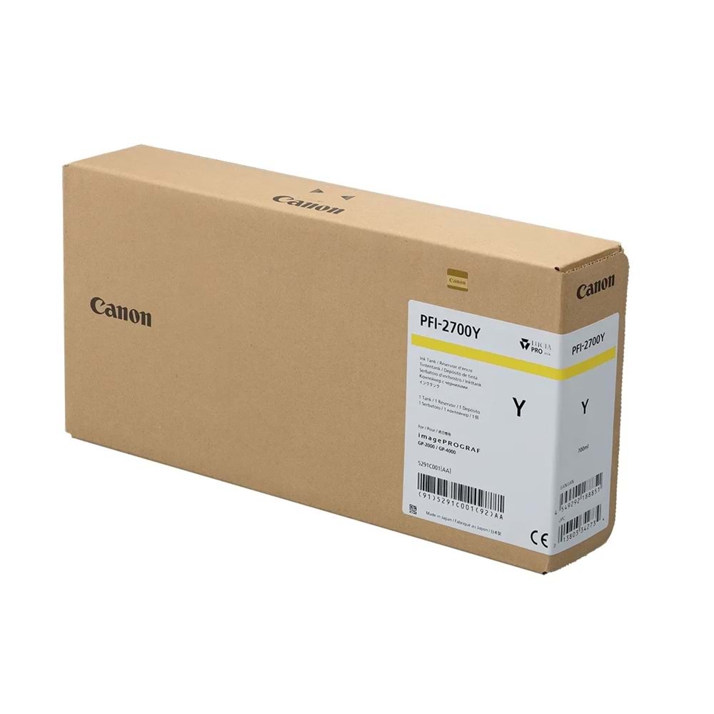 Canon PFI-2700 Y (Yellow) Sarı Orijinal Mürekkep Kartuş 700 ml. (5291C001)