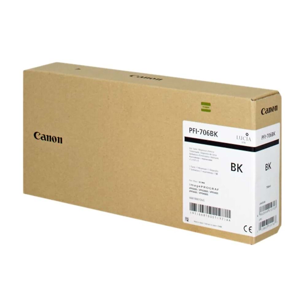 Canon PFI-706 BK Fotoğraf Siyahı Plotter Orijinal Mürekkep Kartuş 700 ml (6681B001)
