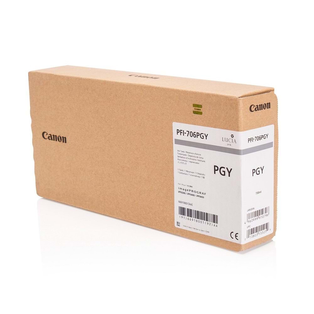 Canon PFI-706 PGY Fotoğraf Gri Plotter Orijinal Mürekkep Kartuş 700 ml. (6691B001)