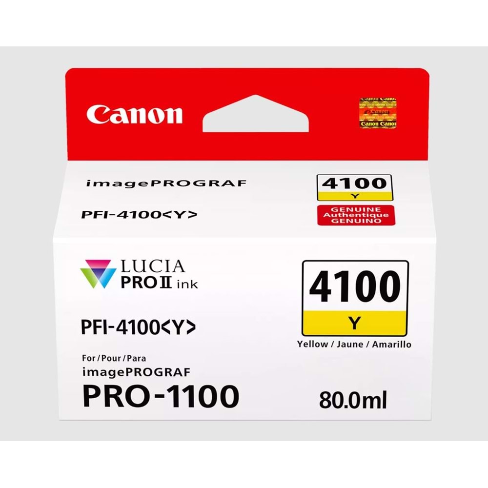 Canon PFI-4100 Sarı (Y) 80 ml. Mürekkep Kartuş (6780C002)