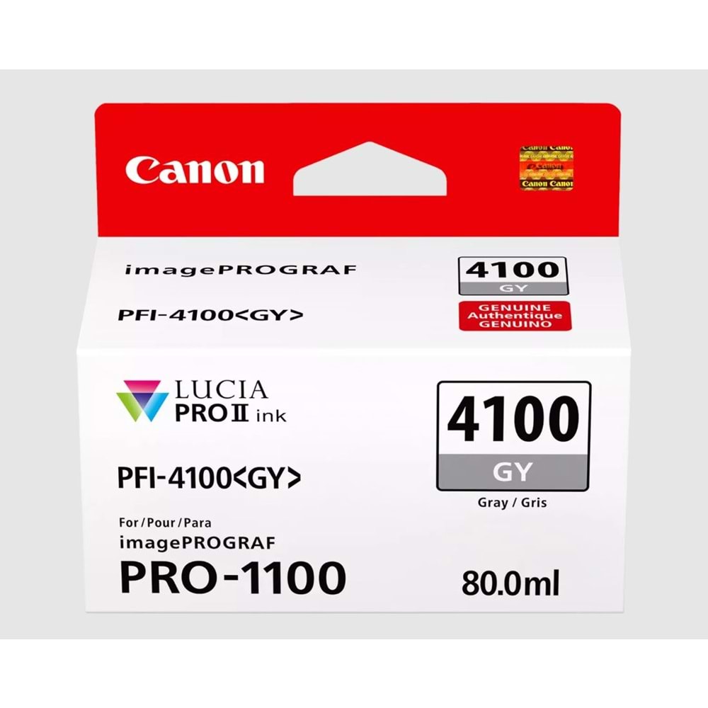 Canon PFI-4100 Gri (GY) 80 ml.​ Mürekkep Kartuş (6783C002)
