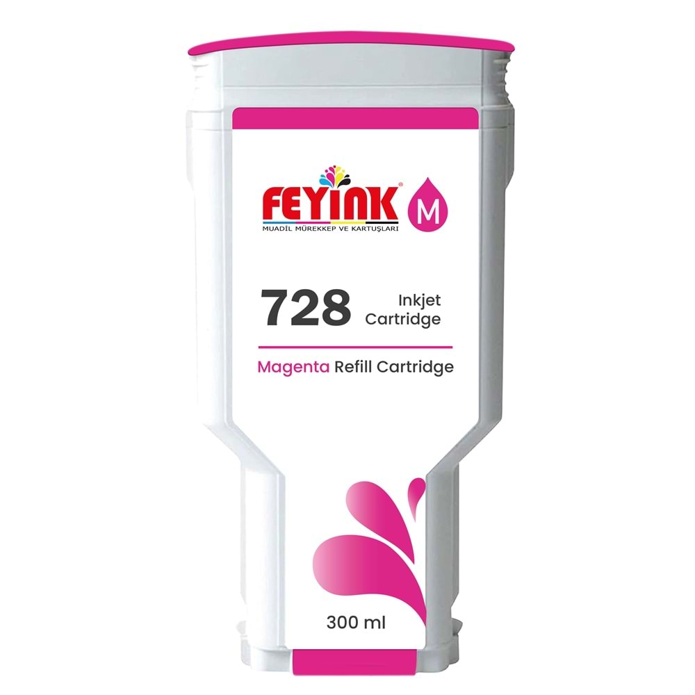 Feyink® HP 728 Magenta 300 ml. Kırmızı Orijinal Mürekkep Dolumlu Feyink Kartuş