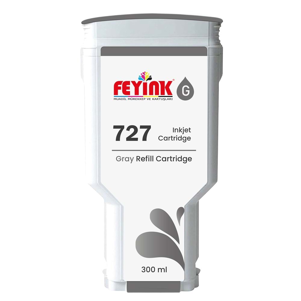 Feyink® HP 727 Gray (G) Orijinal Mürekkep Dolumlu Feyink Kartuş 300 ml Gri