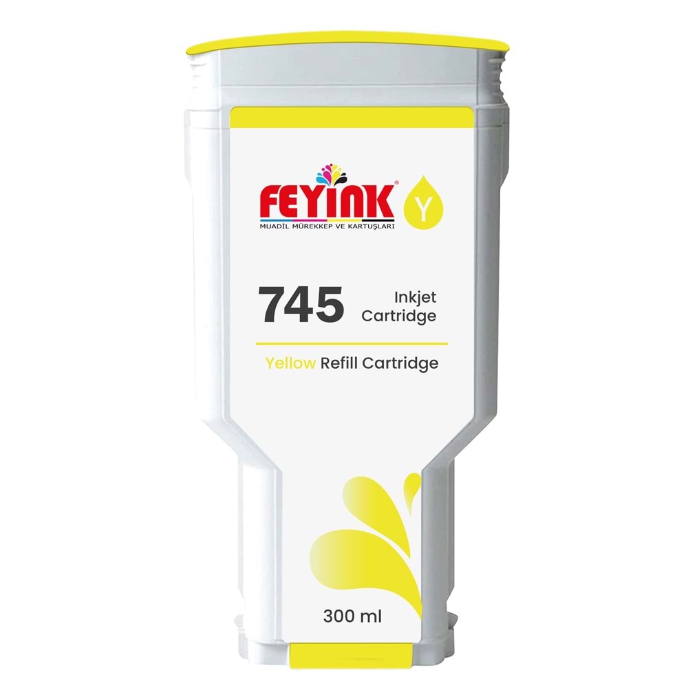 Feyink® HP 745 Yellow (Y) Orijinal Mürekkep Dolumlu Feyink Kartuş 300 ml Sarı