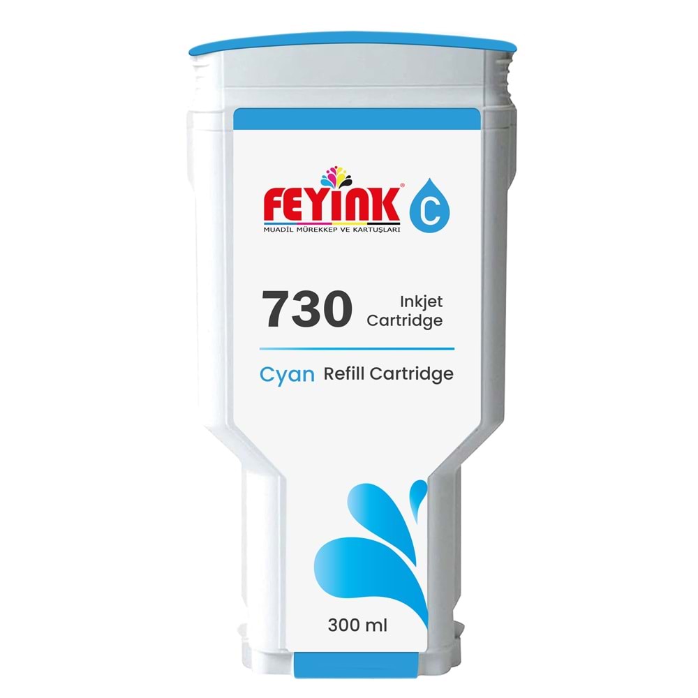 Feyink® HP 730 Cyan (C) Orijinal Mürekkep Dolumlu Feyink Kartuş 300 ml Mavi