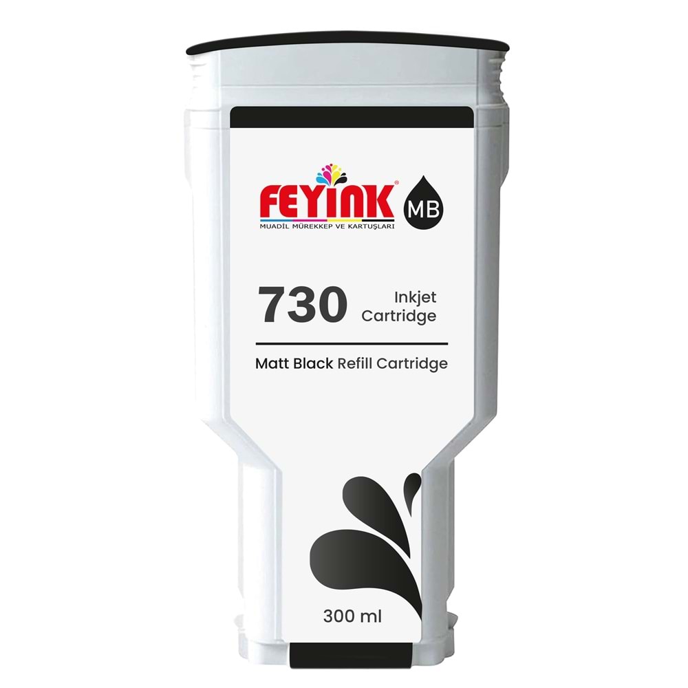 Feyink® HP 730 Matt Black (MK) Orijinal Mürekkep Dolumlu Feyink Kartuş 300 ml Mat Siyah