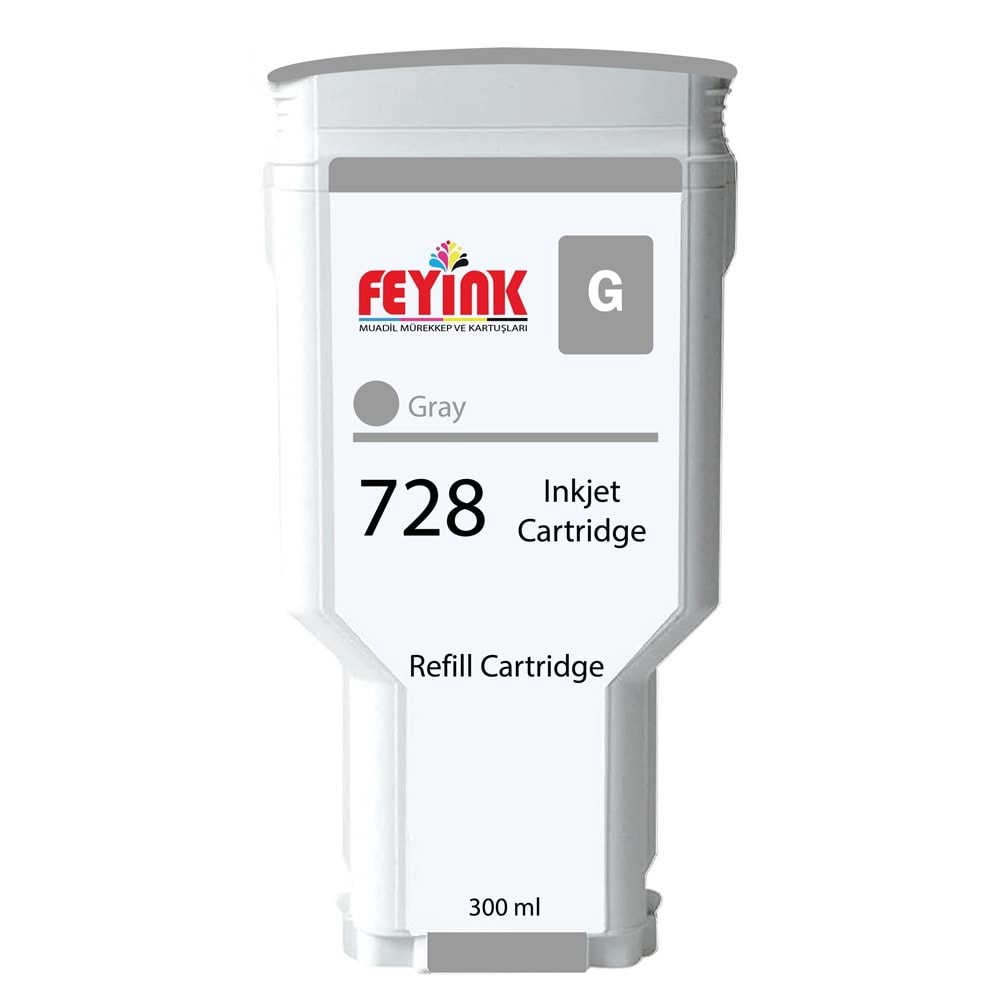 Feyink® HP 728 Gray (G) 300 ml. Orijinal Mürekkep Dolumlu Feyink Kartuş
