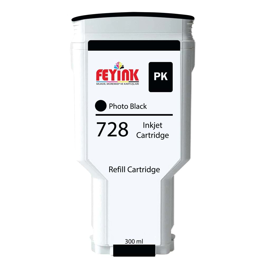 Feyink® HP 728 Photo Black (PK) 300 ml. Orijinal Mürekkep Dolumlu Feyink Kartuş
