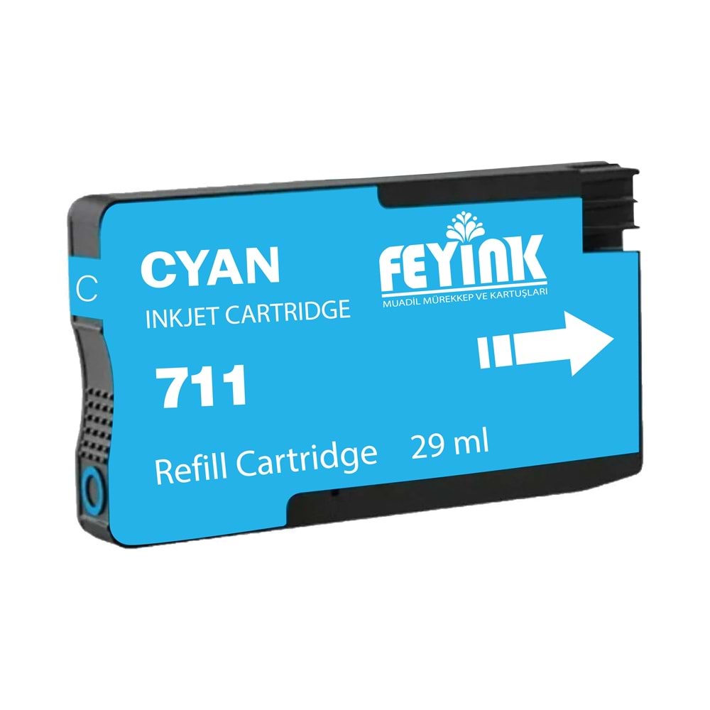 Feyink® HP 711 Cyan (C) Orijinal Mürekkep Dolumlu Feyink Kartuş 29ml Mavi