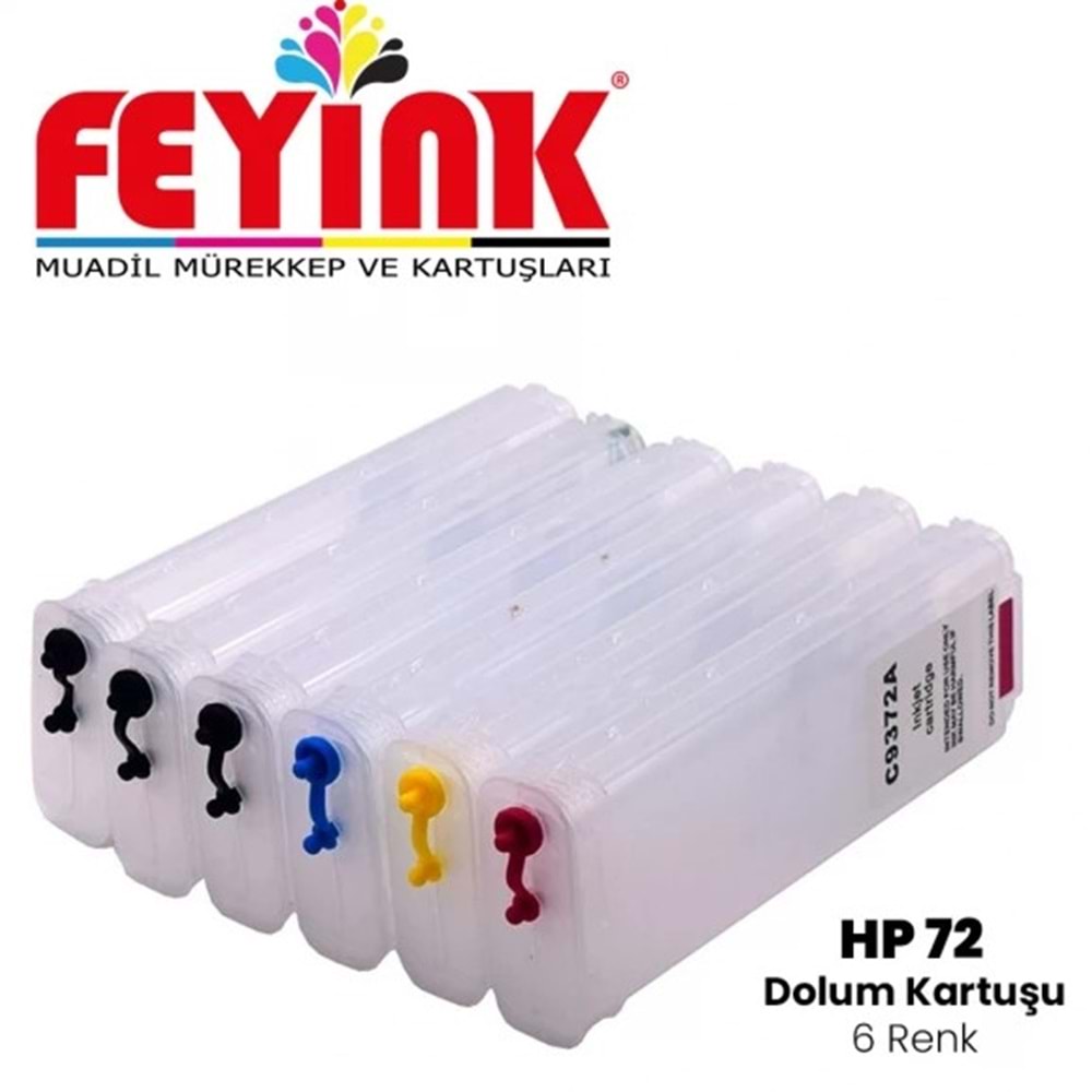 Feyink® T Serisi 72 Kolay Dolabilen Dolum Kartuşu Süper Çipli 6 Renk T610/T770/T790/T795/T1300/T2300