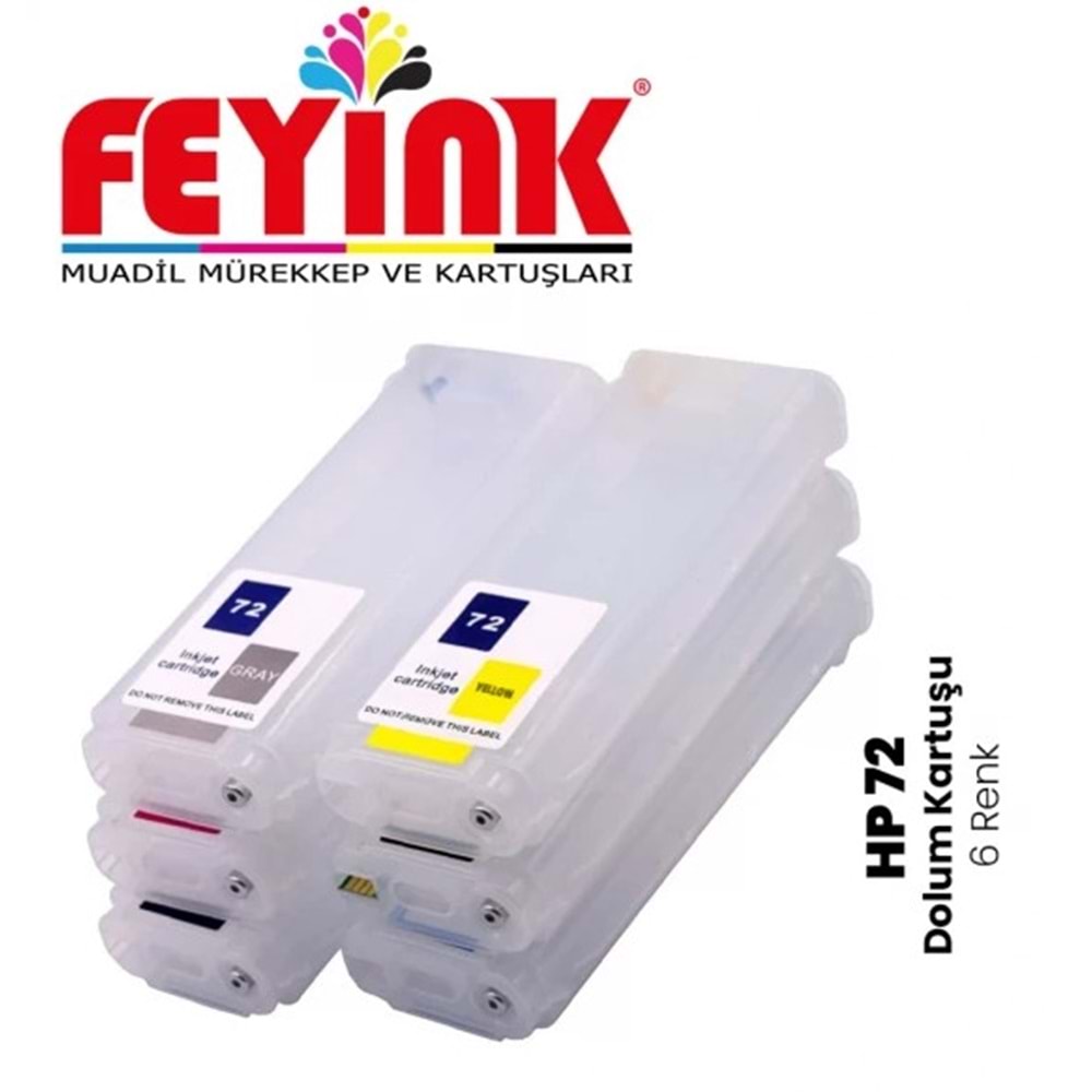Feyink® T Serisi 72 Kolay Dolabilen Dolum Kartuşu Süper Çipli 6 Renk T610/T770/T790/T795/T1300/T2300