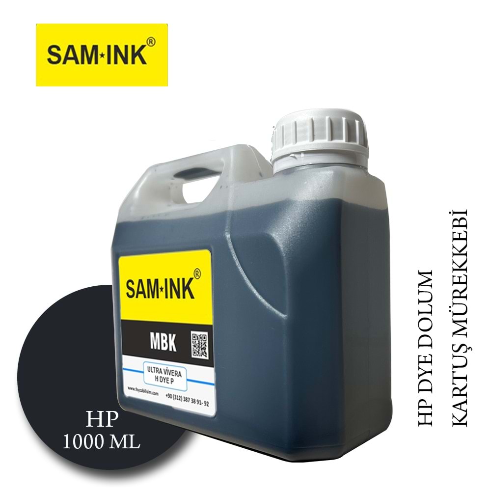 Feyink® Samink Hp Vivera T Serisi Plotter DYE Kartuş Dolum Mürekkebi MK (Mat Black)-1000ml-