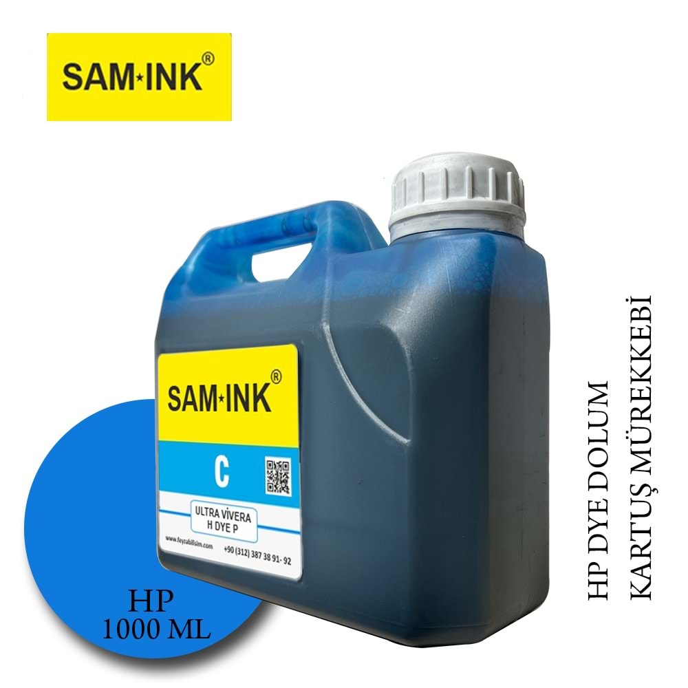 Feyink® Samink Hp Vivera T Plotter DYE Kartuş Dolum Mürekkebi C Cyan 1000ml