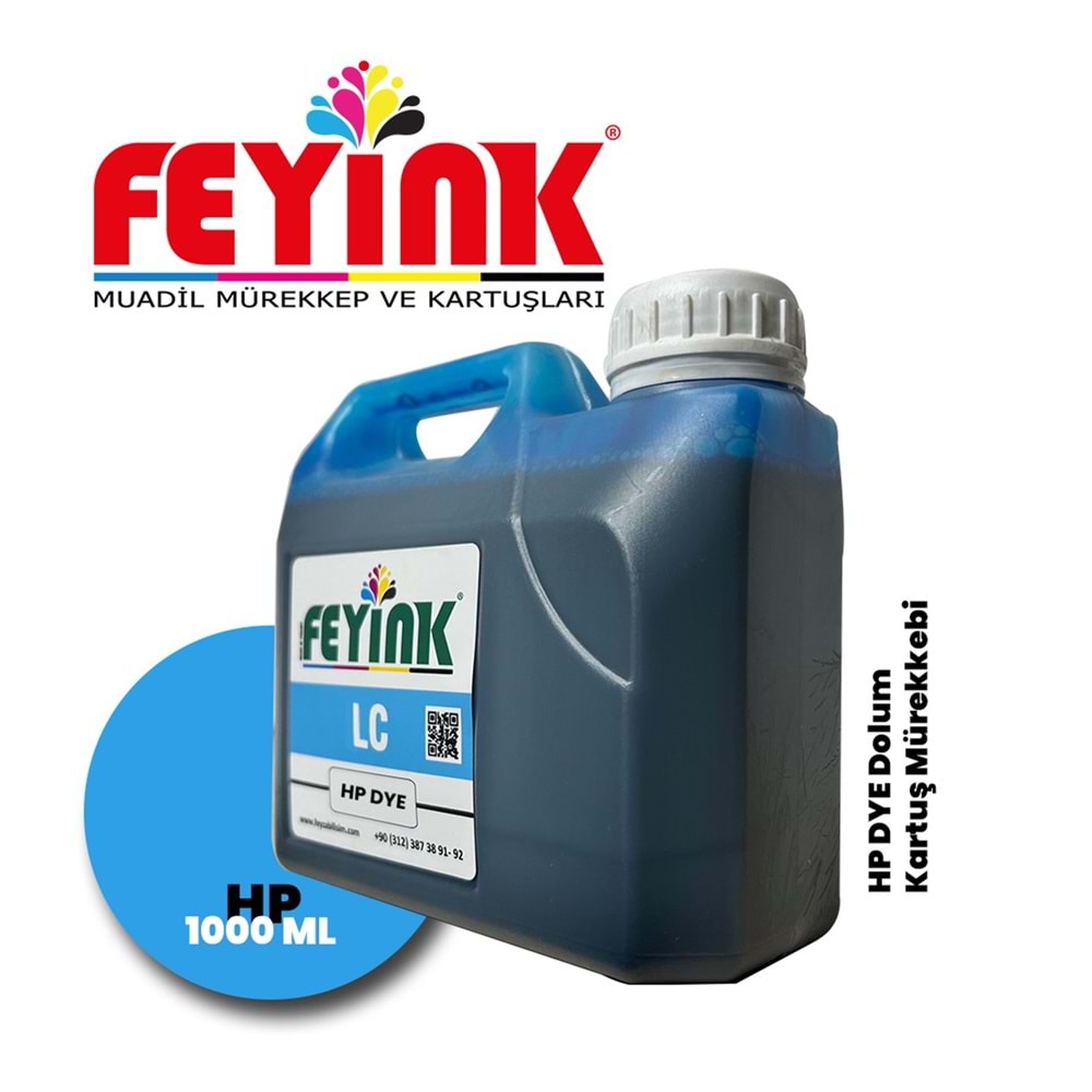 Feyink® Samink Hp Vivera T Plotter DYE Kartuş Dolum Mürekkebi LC Light Cyan