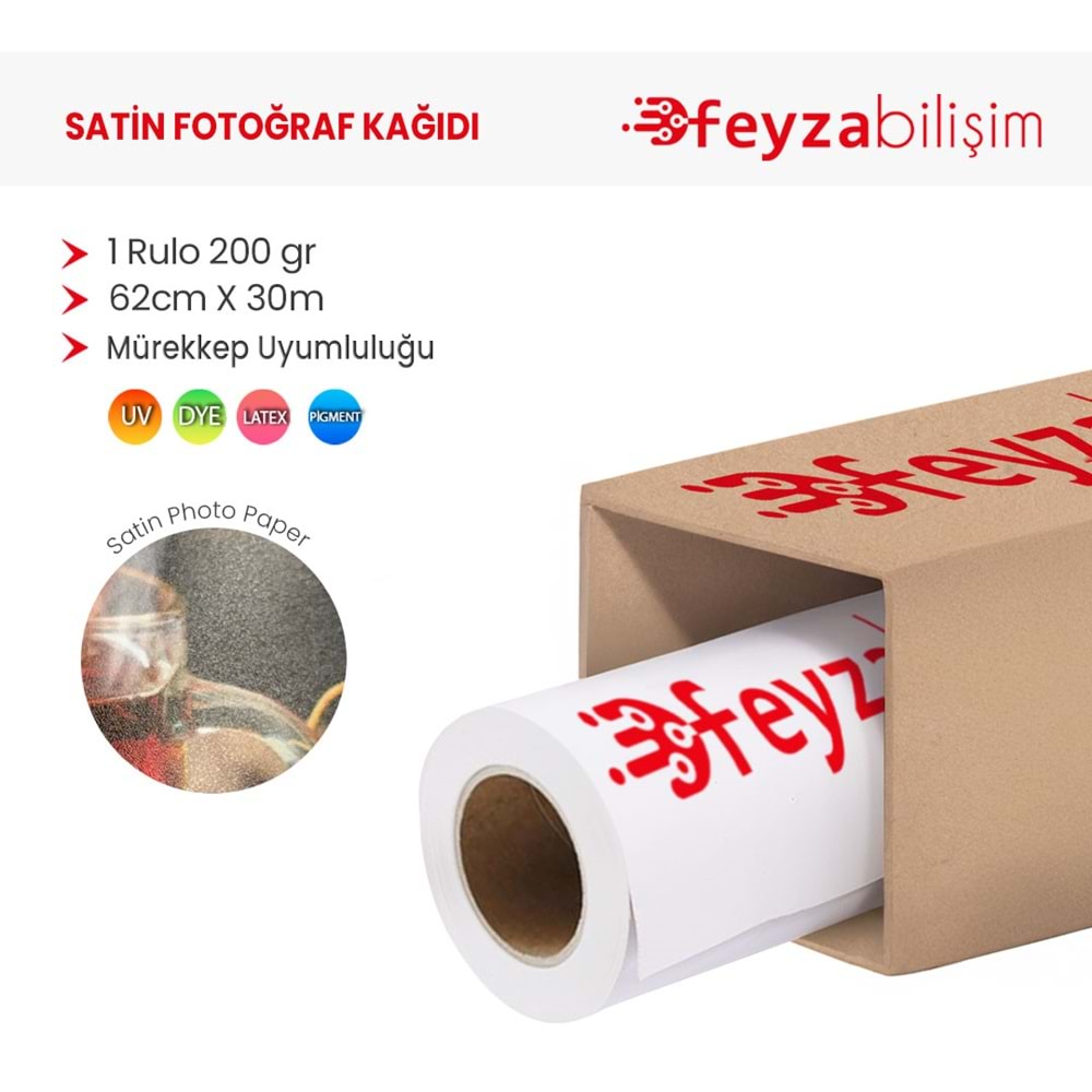PlotterSarf® Microporous (Satin) Yarı Mat Fotoğraf Kağıdı Waterprof 200gr 62cm x30mt (1 Rulo)