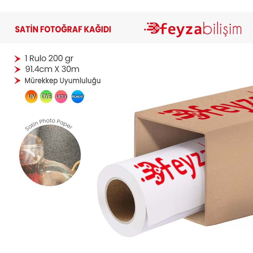 PlotterSarf® Microporous (Satin) Yarı Mat Fotoğraf Kağıdı Waterprof 200gr 91.4cm x30mt(1 Rulo)