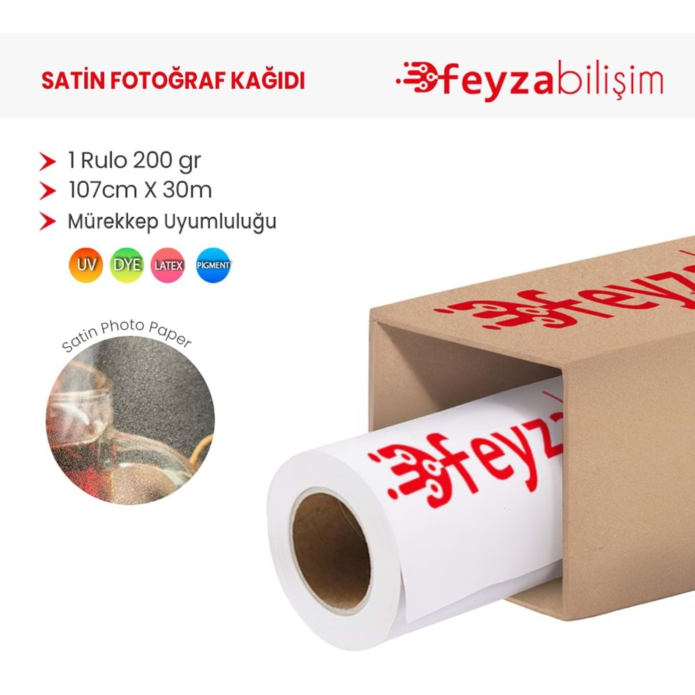 PlotterSarf® Microporous (Satin) Yarı Mat Fotoğraf Kağıdı Waterprof 200gr 107cm x30mt (1 Rulo)