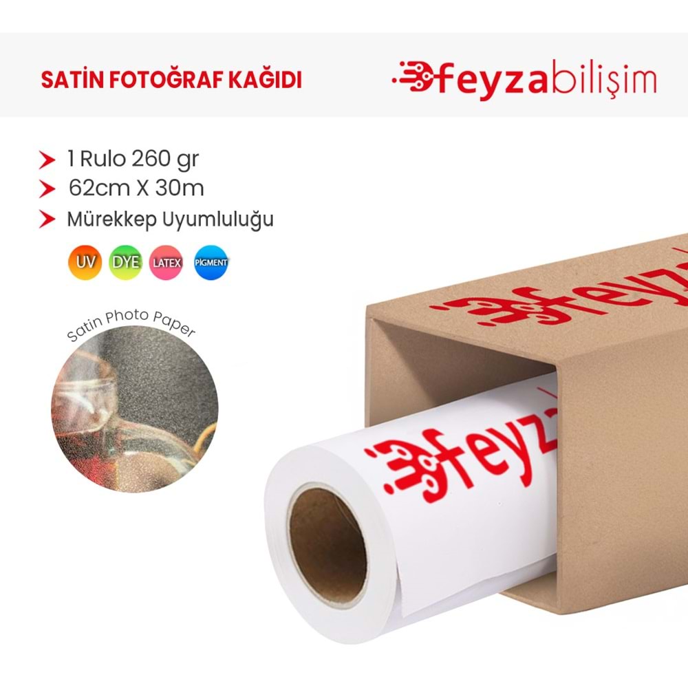 PlotterSarf® Microporous (Satin) Yarı Mat Fotoğraf Kağıdı Waterprof 260gr 62cm x30mt (1 Rulo)