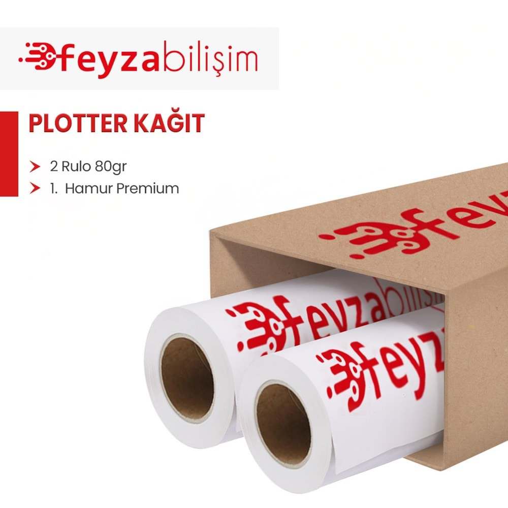 PlotterSarf® 1.Hamur Premium Opak 80 gr Plotter (Çizim) Kağıdı 75cm x 100mt (2 Rulo)