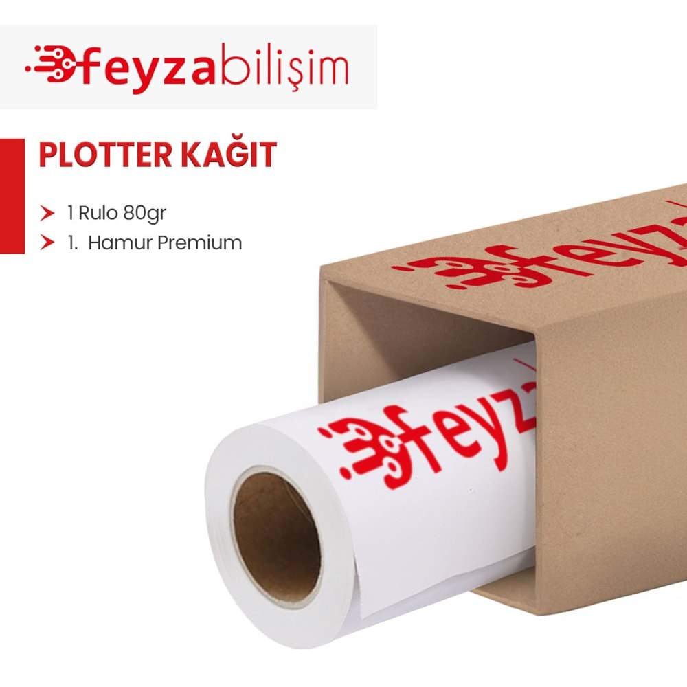PlotterSarf® 1.Hamur Premium Opak 80gr Plotter (Çizim) Kağıdı 107cm x 100mt (1 Rulo)