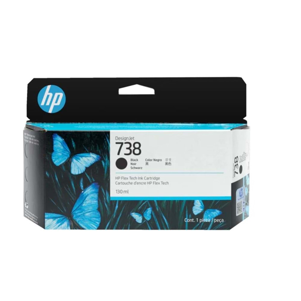 HP 738 Black 130 ml. Siyah DesignJet Orijinal Mürekkep Kartuşu (498N4A)