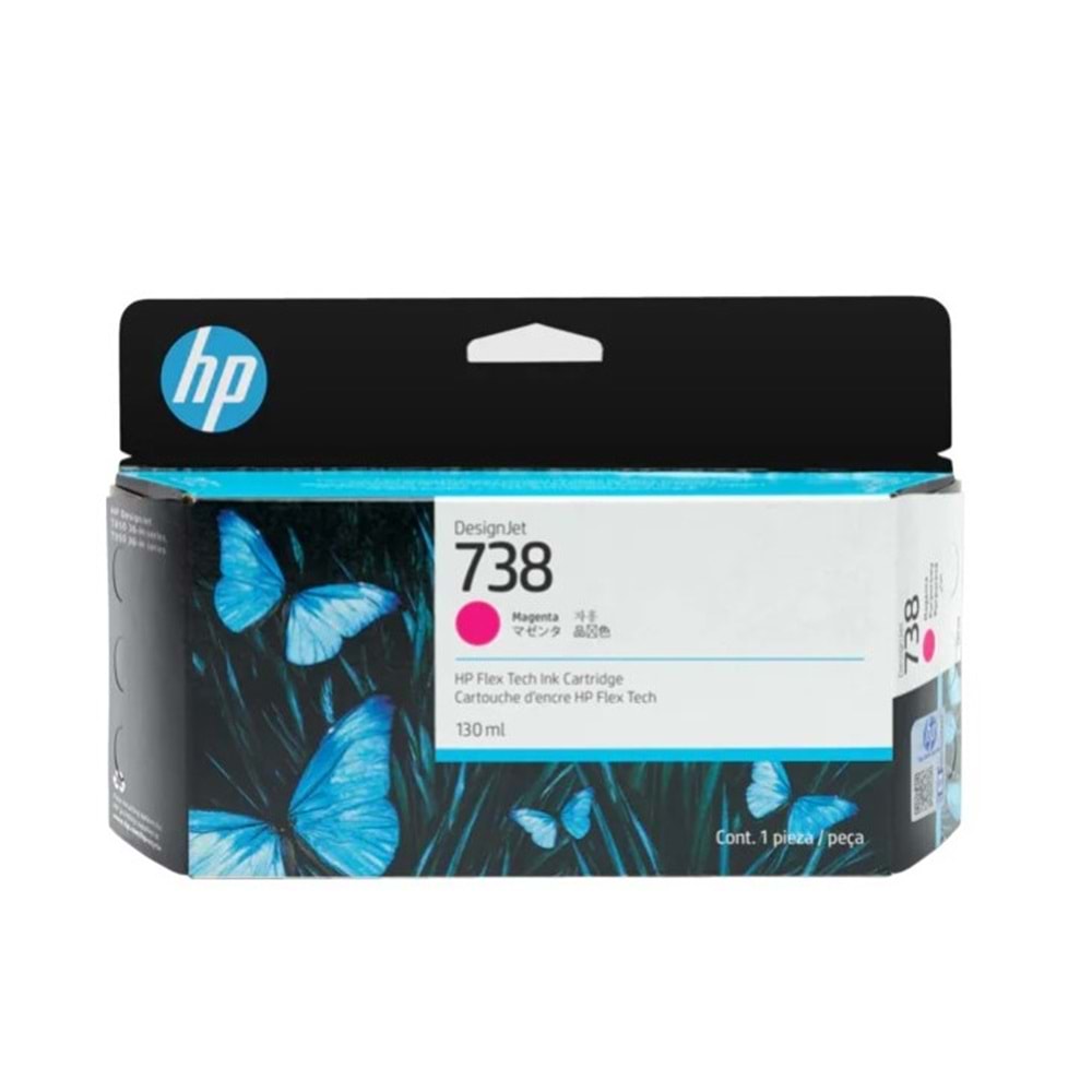HP 738 Magenta 130 ml. Macenta DesignJet Orijinal Mürekkep Kartuşu (498N6A)