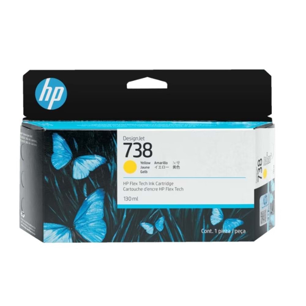 HP 738 Yellow 130 ml. Sarı DesignJet Orijinal Mürekkep Kartuşu (498N7A)