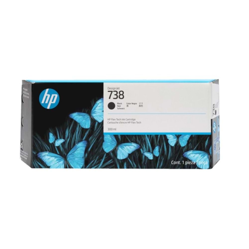 HP 738 Black 300 ml. Siyah DesignJet Orijinal Mürekkep Kartuşu (498N8A)