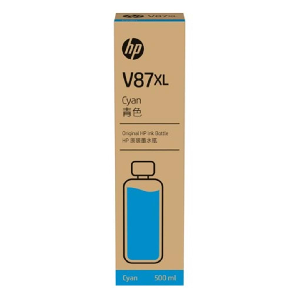 HP V87XL Cyan 500 ml. Camgöbeği Şişe Orijinal Mürekkep Kartuşu (7FN95A)