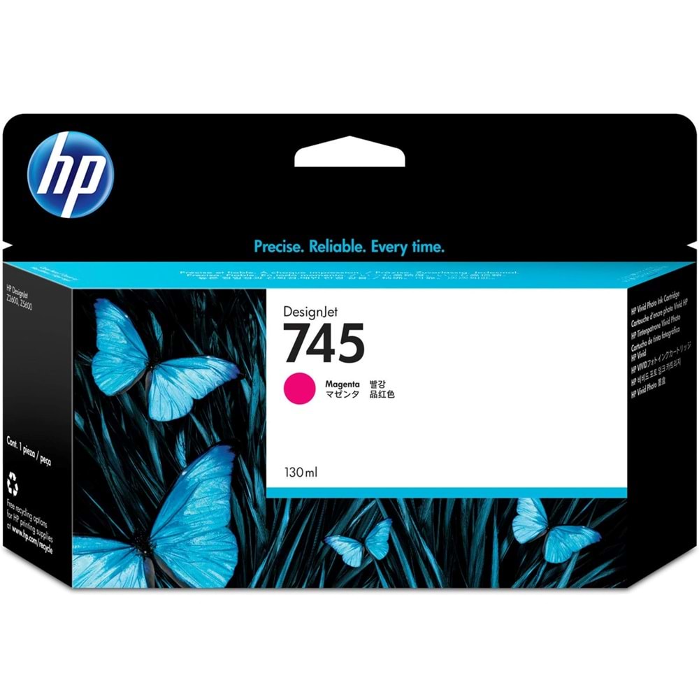 HP 745 Magenta 130 ml. Kırmızı Orijinal Plotter Designjet Mürekkep Kartuşu (F9J95A)
