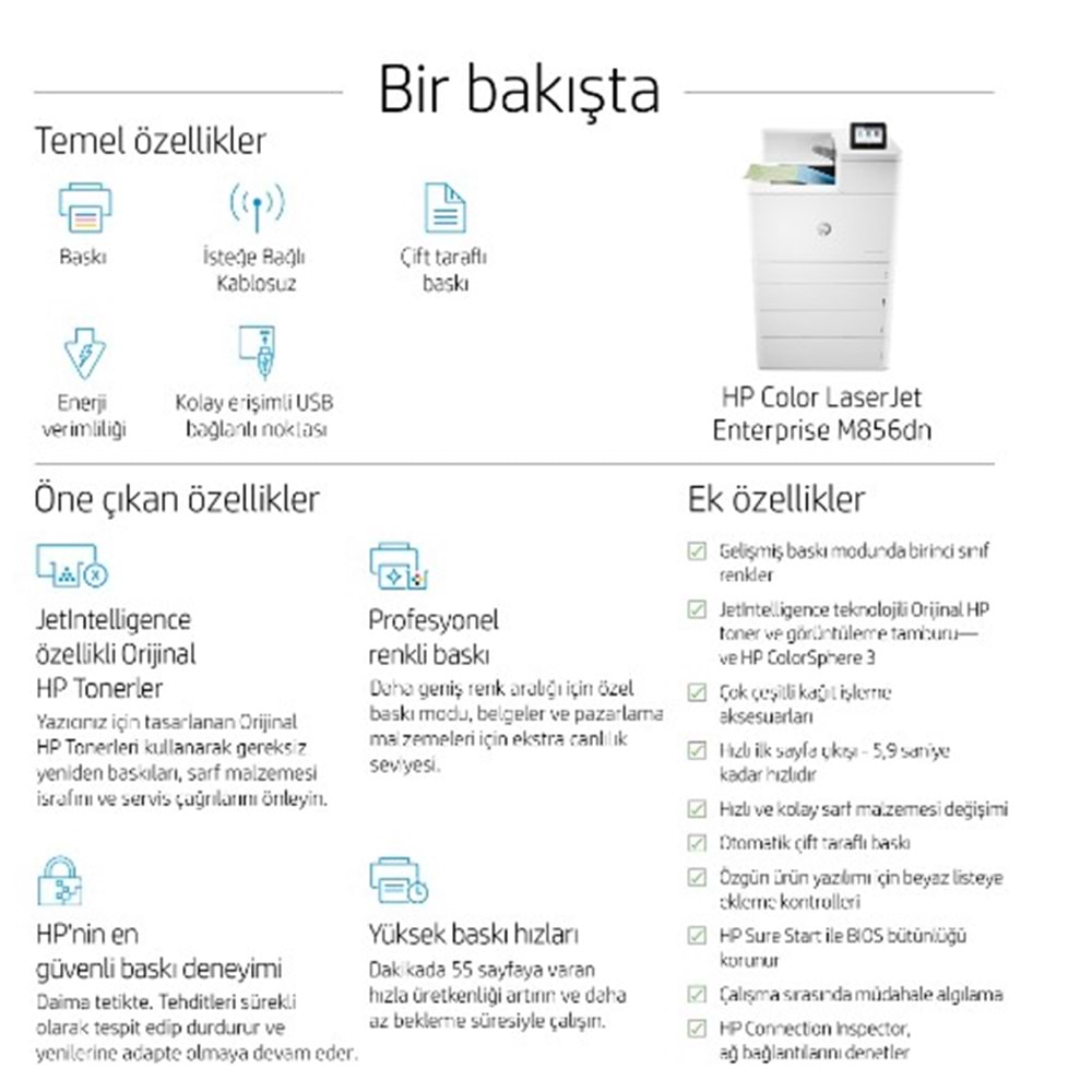 HP Color LaserJet Enterprise M856dn Yazıcı