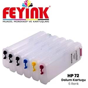 Feyink® T Serisi 72 Kolay Dolabilen Dolum Kartuşu Süper Çipli 6 Renk T610/T770/T790/T795/T1300/T2300