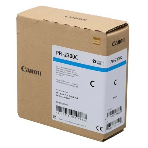 Canon PFI-2300 C (Cyan) Mavi Orijinal Mürekkep Kartuş 330 ml. (5278C001)