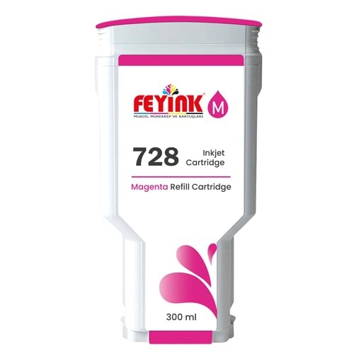 Feyink® HP 728 Magenta 300 ml. Kırmızı Orijinal Mürekkep Dolumlu Feyink Kartuş
