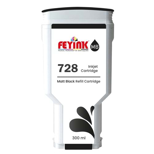 Feyink® HP 728 Matt Black 300 ml. Orijinal Mürekkep Dolumlu Feyink Kartuş