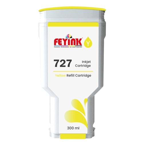 Feyink® HP 727 Yellow (Y) Orijinal Mürekkep Dolumlu Feyink Kartuş 300 ml Sarı