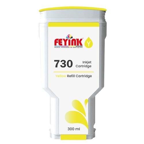 Feyink® HP 730 Yellow (Y) Orijinal Mürekkep Dolumlu Feyink Kartuş 300 ml Sarı