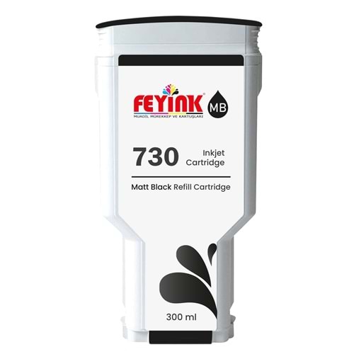 Feyink® HP 730 Matt Black (MK) Orijinal Mürekkep Dolumlu Feyink Kartuş 300 ml Mat Siyah