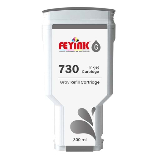 Feyink® HP 730 Gray (G) Orijinal Mürekkep Dolumlu Feyink Kartuş 300 ml Gri