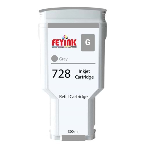 Feyink® HP 728 Gray (G) 300 ml. Orijinal Mürekkep Dolumlu Feyink Kartuş